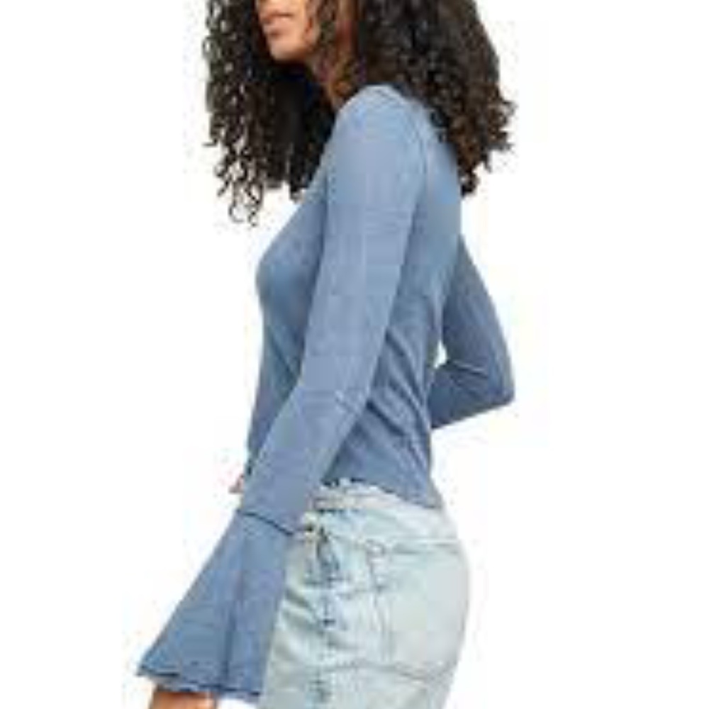 Free People Cecilia l/s tee in Sparkling Indigo - Picture 3 of 9